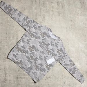 Athleta Pure Luxe Printed Grey Sweatshirt